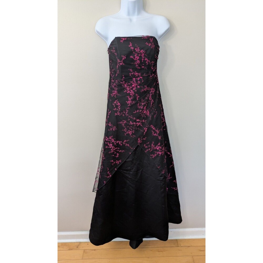 Vtg Y2K Prom Dress 5/6 Mesh Glitter Floral Dark Romantic Whimsigoth Fairy Grunge